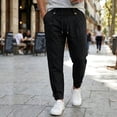thumbnail image 4 of LIaqionyy Men's Pants Lightweight Drawstring Elastic Waist Straight Leg Casual Fashion Trousers with Pockets, 4 of 7