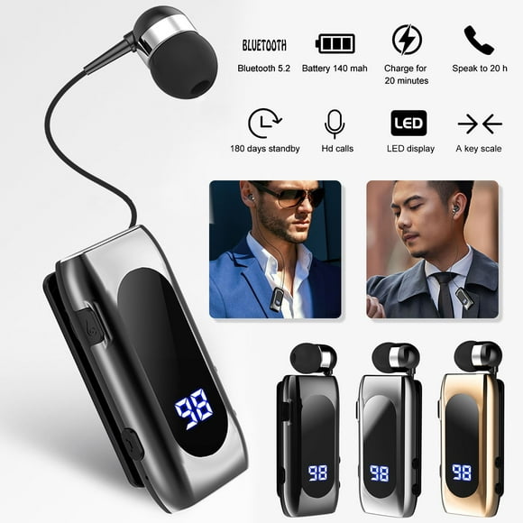 Auriculares Bluetooth Xihbxyly K55 Bt5.2 con Grabadora Vibración Deportivos Clip y Controlador
