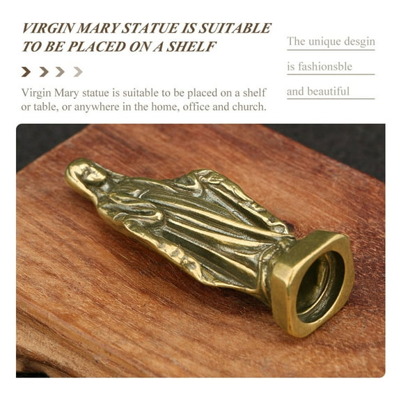 FRCOLOR Virgin Mary Statue for Home Church Decoration Made of Brass Golden Color Durably Crafted 4.5 Inch