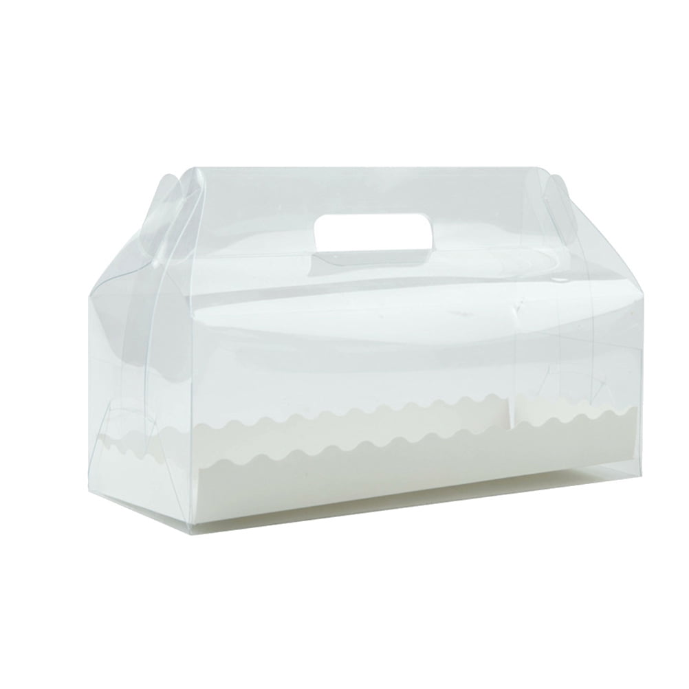 4 pcs Cake Roll Box Portable Transparent Long Party Favors for Home Dessert Shop 
