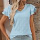 thumbnail image 5 of Camiseta de Manga Corta de Verano para las Mujeres de Moda de Color Sólido con Cuello en V, Top Casual de Poliéster, Lavado de Manos, 5 of 7