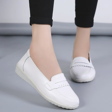 

Cathalem Womens Casual Slip on Shoes Women Casual Shoes Autumn And Winter Fashion Simple Solid Color Comfortable Wedge Slip On Shoes White 7.5