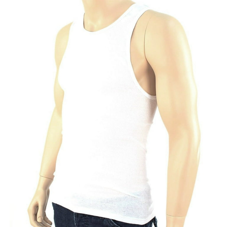 6 Men Slim Muscle Tank Top T-Shirt Ribbed Sleeveless Gym Fashion A