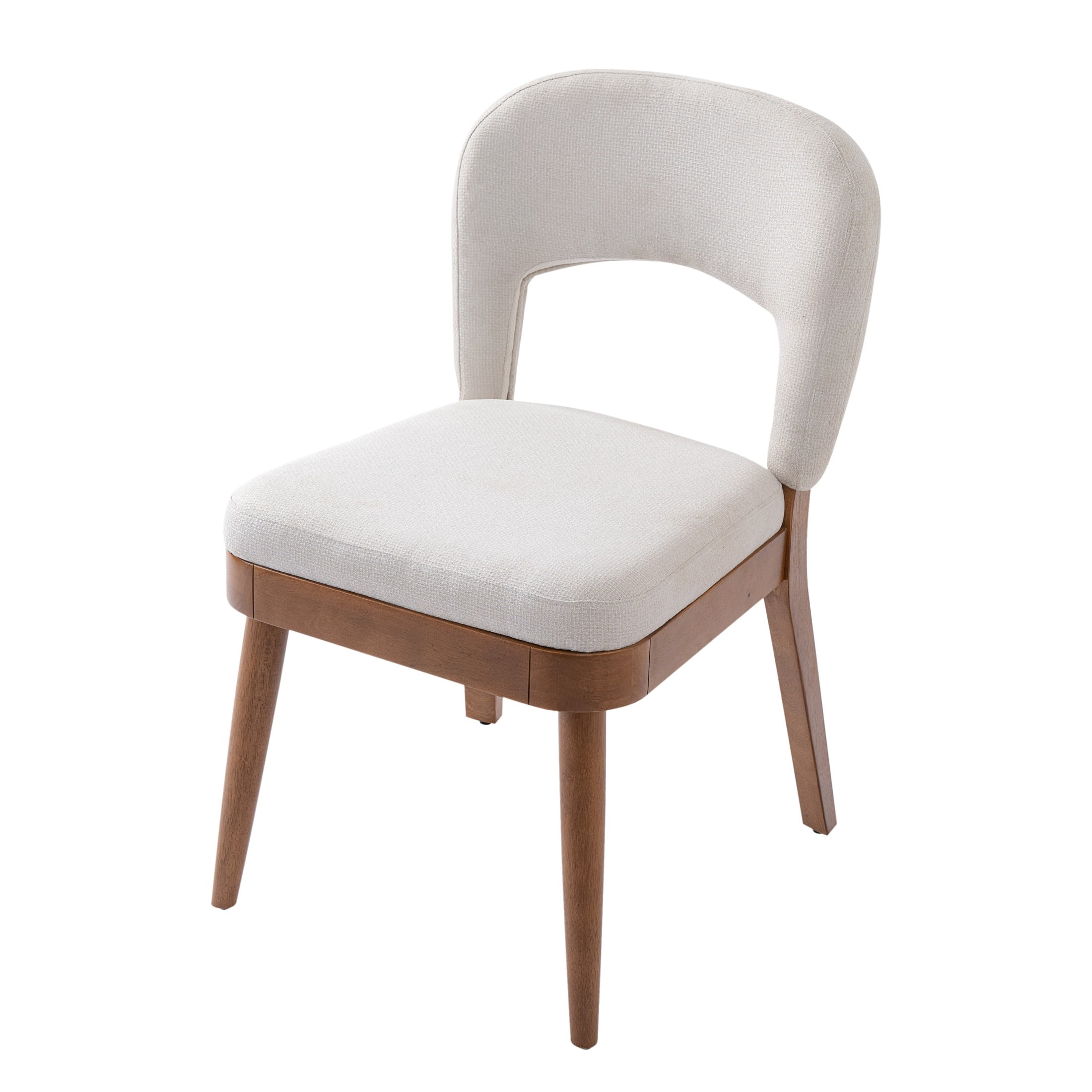 Christopher Knight Home Modern Armless Dining Chairs with Hollow Back, Wood Frame, Beige+Walnut, Set of 2