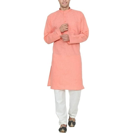 

Royal Men s Cotton Kurta Pyjama Set (Small Orange)