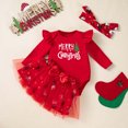 thumbnail image 5 of Vividxx Baby Girl Clothes Set Christmas Baby Girls Outfits Long Sleeve Romper Skirt Hair Accessories Set Holiday Party Dress Toddler Winter Clothes 3-6 Months, 5 of 6