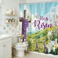 thumbnail image 6 of Hometravel Easter Holiday Bath Shower Curtain, No Drill Required Linen Fabric Curtain with Hooks, Water Resistant Tub and Shower Liner, Seasonal Decorative Curtain for Bathroom Decor, 6 of 6