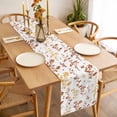 thumbnail image 3 of Orange Botanical Table Runner - 108 Inch Long Watercolor Spring Floral Summer Leaf Cotton and Linen Blended Dress Scarves Farmhouse Table Runner for Kitchen Dining, Coffee Table, 13" x 108", 3 of 8