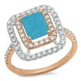 thumbnail image 2 of 2.62 ct Emerald Cut Simulated Turquoise Halo Engagement Ring for Women in 18K Rose/White Gold, 2 of 2
