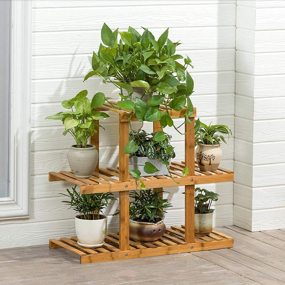 Magshion Wooden Flower Stands Plant Display Rack Choose 3 Shelves