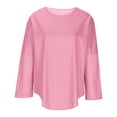 thumbnail image 6 of Tunic Tops for Women Loose Fit - Striped Crewneck Tees Roll Up Long Sleeve T Shirts Ladies Fall Winter Clothes (S, Pink), 6 of 6