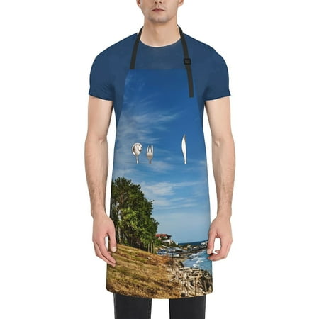 

Coaee Lighthous for Waterproof Apron for Unisex Adult with Adjustable Bib Apron