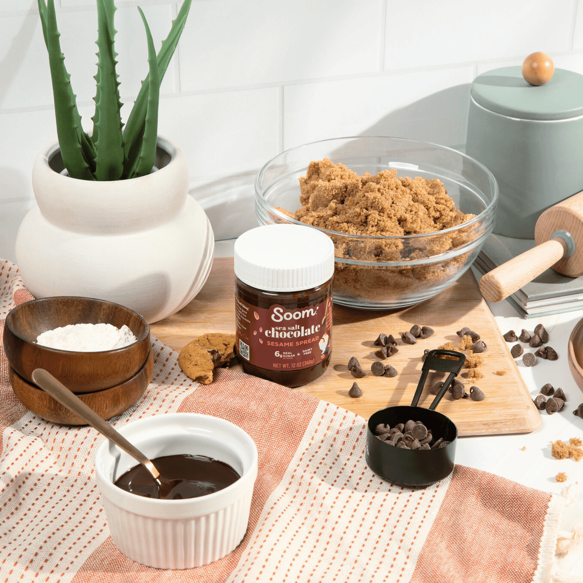 Soom Foods Creamy Chocolate Sea Salt Tahini Sesame Paste Spread, 12 oz Jar (Nut-Free Dairy-Free)