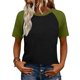 thumbnail image 1 of Camisetas de manga corta de verano para las mujeres Moda casual de manga de Raglan Color bloqueado Top, blusa de manga corta de las mujeres para la primavera, 1 of 8