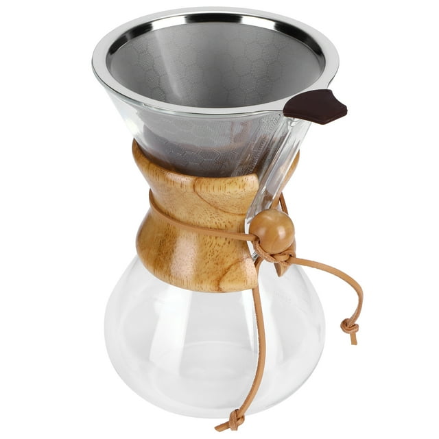 Coffee Maker Coffee Drip Pot Gorgeous Appearance With Stainless Steel Filt Filter Coffee Pot Coffee Machine Reusable Safe And Healthy Office For Home 600ml