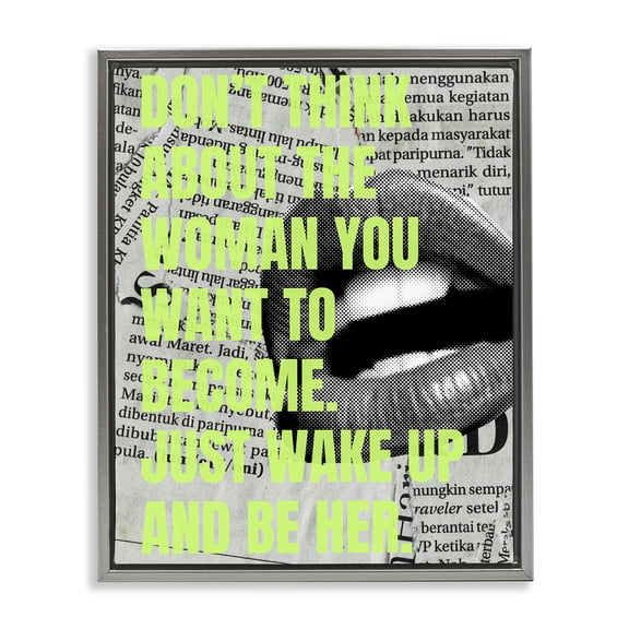 Stupell Industries Wake Up & Be Her Inspiring People Painting Gray Floater Framed Canvas Art Print Wall Art, 17 x 21