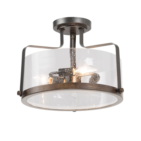 LNC 3-Light Modern Farmhosue Semi-Flush MOun with Glass Shade for Kitchen Island