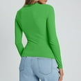 thumbnail image 4 of Ajhsaklt T Shirts for Women Tops Button Collared V Blouses 2025 Fashion Work Casual Dressy Long Sleeve Shirts for Women Green2, 4 of 6