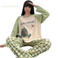 thumbnail image 2 of Conjuntos de Pijamas anudados para Mujer, ropa de dormir de dinosaurio de dibujos animados para adolescentes, ropa de casa para niñas, moda de primavera y otoño, 2 of 4
