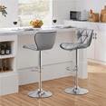 thumbnail image 3 of Yaheetech Adjustable PU Leather Swivel Bar Stools for Home Kitchen, Set of 2,Light Gray, 3 of 7