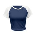 thumbnail image 5 of Bibifish Womens T-Shirts Cute Color Block Short Sleeve Tee Tops Summer Trendy Slim Fit Streetwear Basic Tee Tops Comfortable Breathable T Shirts, 5 of 5