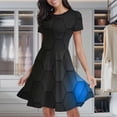 thumbnail image 2 of Abstract Honeycomb Women's Classic Swing Skater Dress Casual Work Party Cocktail Dresses, 2 of 6