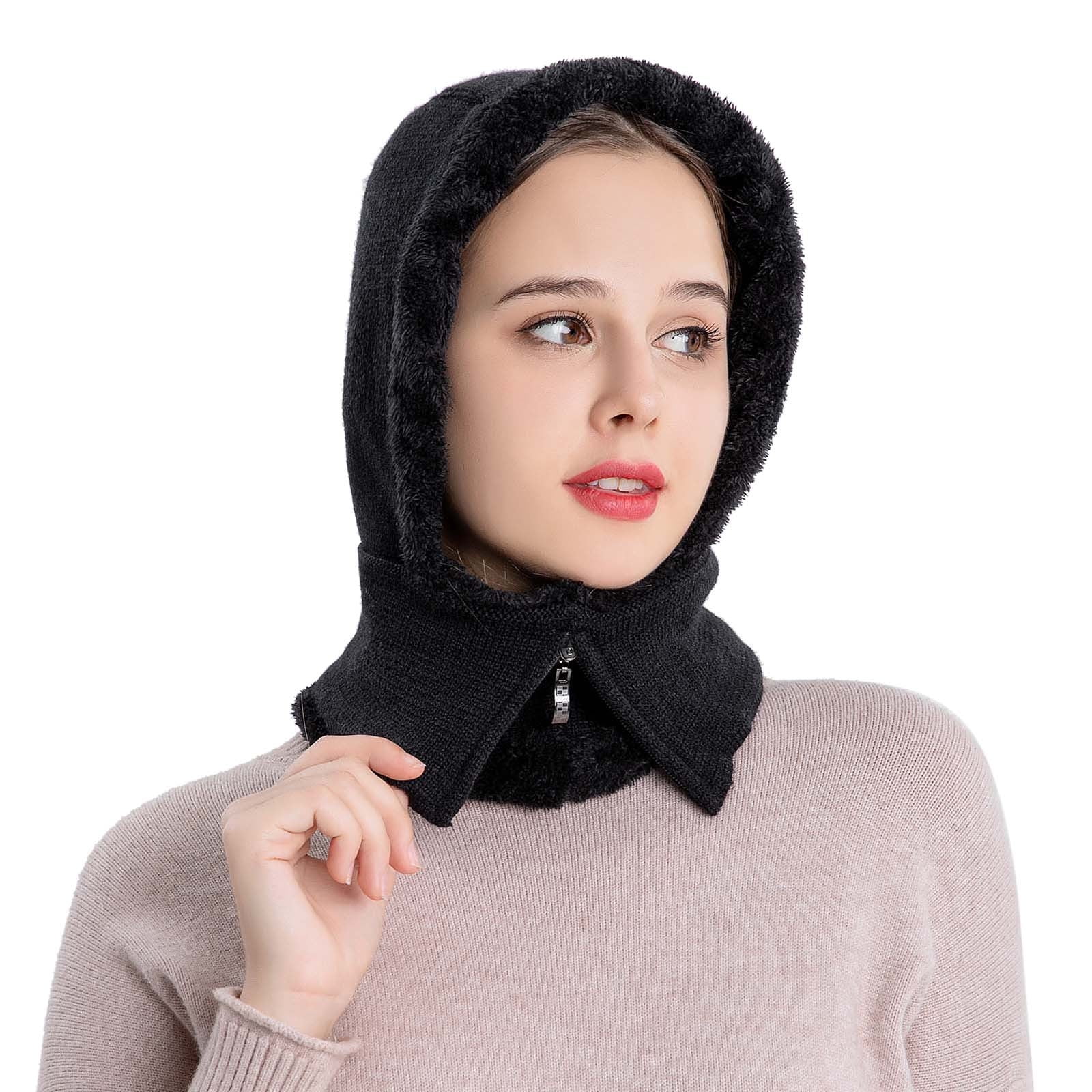 Tanhomme Winter Hat Facial Neck Warmer Covers, Sporty Street Fashion Skiing Adult Windproof Hat Cycling Skiing Knit Hat Scarf Covers Sets Warm Knitted Cap