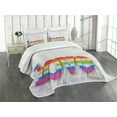 thumbnail image 3 of Ambesonne Pride Quilted Bedspread Set 3 Pcs, Love Sign on Wood Planks, Queen Size, Multicolor, 3 of 5