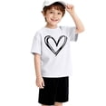thumbnail image 3 of YunPes Cute Heart Print Shirt Casual Loose Fit Short Sleeve Summer Streetwear Sports Top Valentine's Day Basic Toddler Undershirt, 3 of 8