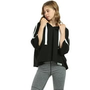 Flyingstar Women’s Casual Hoodie Sweatshirt, Solid Cropped Jumper Tops, 3/4 Sleeve Oversized
