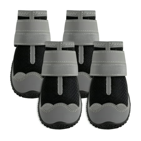 TELOLY 4Pcs Dog Shoes Fast Wear Dog Boots Steady Walk Dog Shoes Large Size Dogs Gray 3in