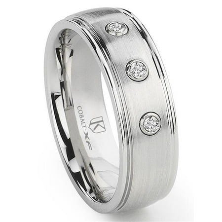 Cobalt XF Chrome 8MM Diamond Dome Wedding Band Ring Sz 10.0