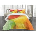 thumbnail image 3 of Ambesonne Abstract Quilted Bedspread Set 3 Pcs, Watercolor Modern Art, King Size, Yellow Orange Lime Green, 3 of 5