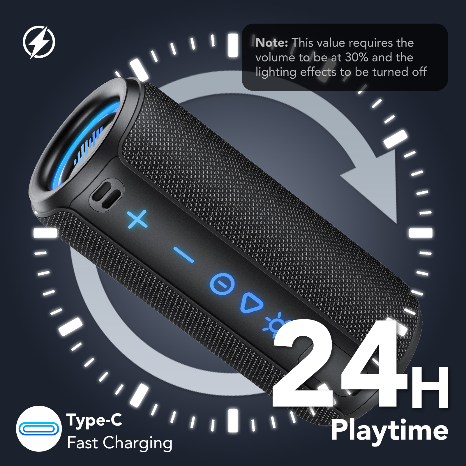 CASCHO Portable Bluetooth Speaker, 25W, IPX7, 30H Battery photo 6