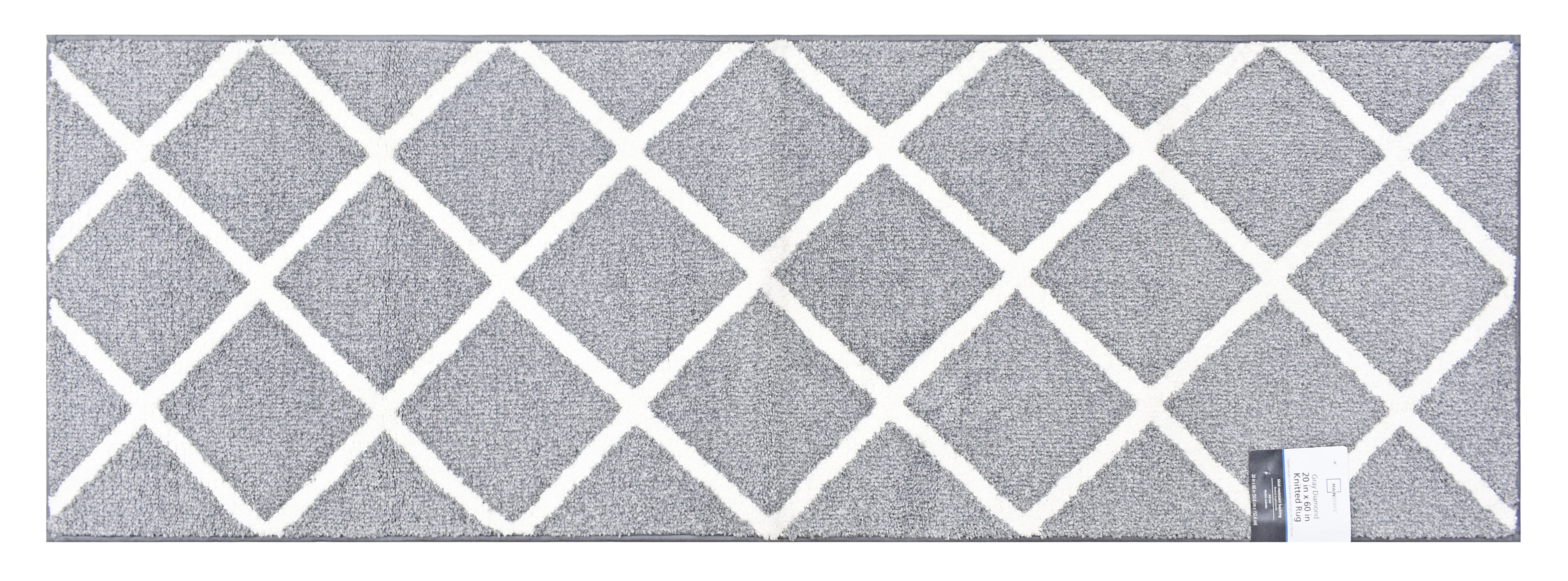 Mainstays Diamond Plush Grey Indoor 20" x 60" Runner Rug