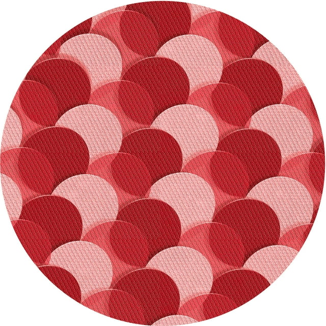 Ahgly Company Tapis d'Intérieur Rond Lavable en Machine Rouge Transitionnel, 4 Pieds Rond
