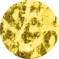 thumbnail image 1 of Ahgly Company Machine Washable Indoor Round Abstract Yellow Modern Area Rugs, 6' Round, 1 of 4