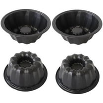 Small Bundt Cake Pan 4 Inch, Mini Bundt Cake Molds, Nonstick Carbon Steel Fluted Baking Pans for Cakes, Pizzas, Tarts, Pies, Muffin - 4Pcs, Black