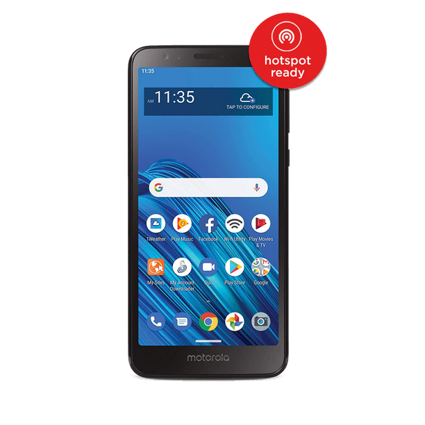 SIMPLE Mobile Motorola Moto E6, 16GB Black Prepaid Smartphone