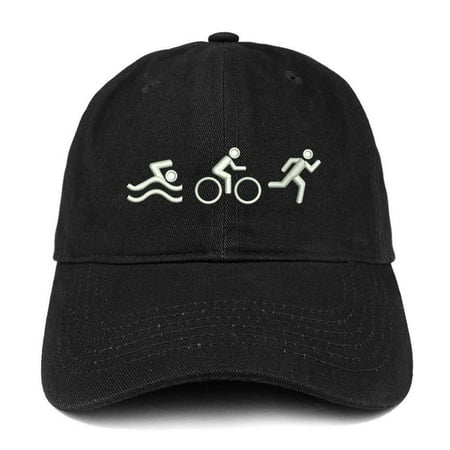 Triathlon Apparel - Trendy Apparel Shop Triathlon Quality Embroidered Low Profile Brushed Cotton Dad Hat Cap - Black