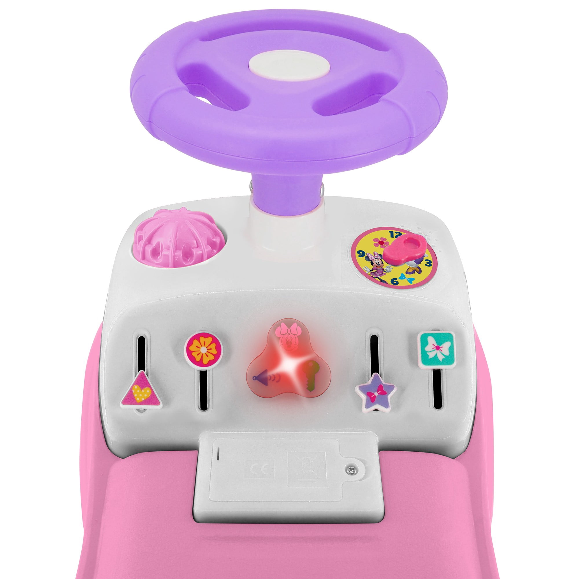 Kiddieland Disney Lights 'N' Sounds Ride-On: Minnie Mouse Kids Interactive Push Toy Car, Foot To Floor, Toddlers, Ages 12-36 Months
