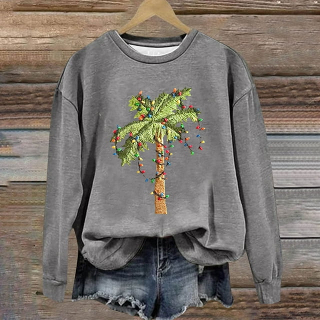 Amzcrzy Chandails pour Femmes Chandail de Noël Mode Femmes Décontracté Manches Longues Impression de Noël Col Rond T-Shirt Ample Blouse Chandails Sans Capuche Chandails pour Femmes m