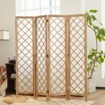 thumbnail image 2 of Jostyle 4 Panel Room Divider Privacy Screen - Foldable Partition with Natural Paulownia Wood Frame, Diamond Pattern Non-Woven Fabric for Living Room, Bedroom, Office Espresso & White, 2 of 11