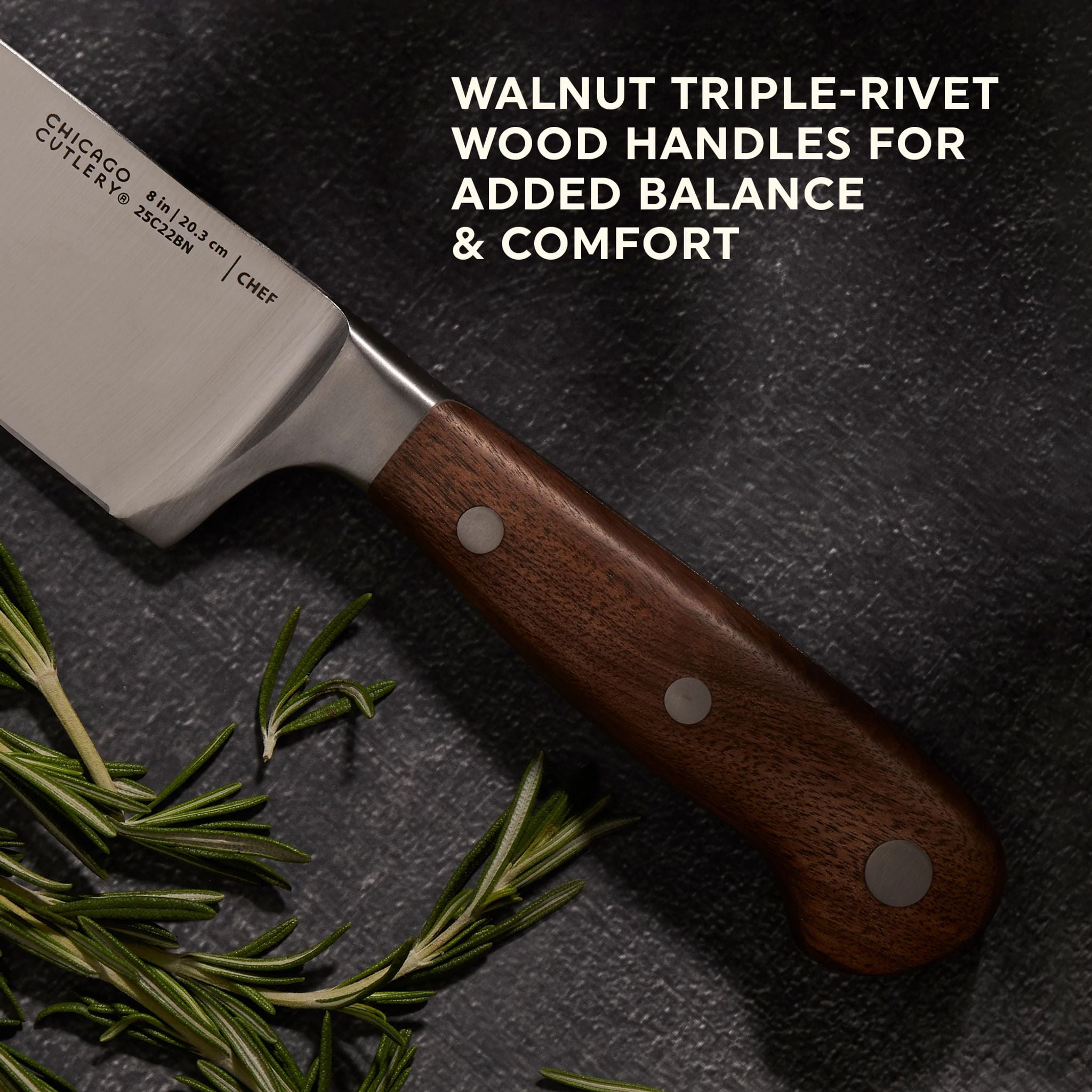 Chicago Cutlery Racine 12-Piece Kitchen Knife Wood Block Set, Stainless Steel Blades with Walnut Handles