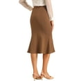 thumbnail image 3 of INSPIRE CHIC Women's Mermaid Skirt Hight Waist Metal Decor Fishtail Pencil Midi Skirt XS Brown, 3 of 5
