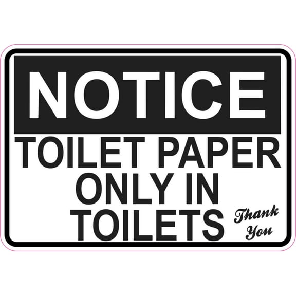 5in x 3.5in Toilet Paper Only Sticker Vinyl Restroom Wall Sign Stickers