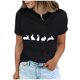 thumbnail image 2 of Tops de Cuello Alto para las Mujeres Amante Impreso Camiseta Cuello Redondo Manga Corta, Poliéster Spandex, 2 of 7