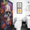 thumbnail image 3 of Colorful Flower Skull Shower Curtain for Bathroom with 12Hooks, Polyester Fabric Thick Shower Curtain Washable Waterproof Curtain, 3 of 5