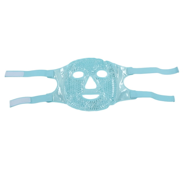 Compresa fría y caliente con perlas de gel para cubrir la cara, suave, antiestrés, para dormir, color azul cielo