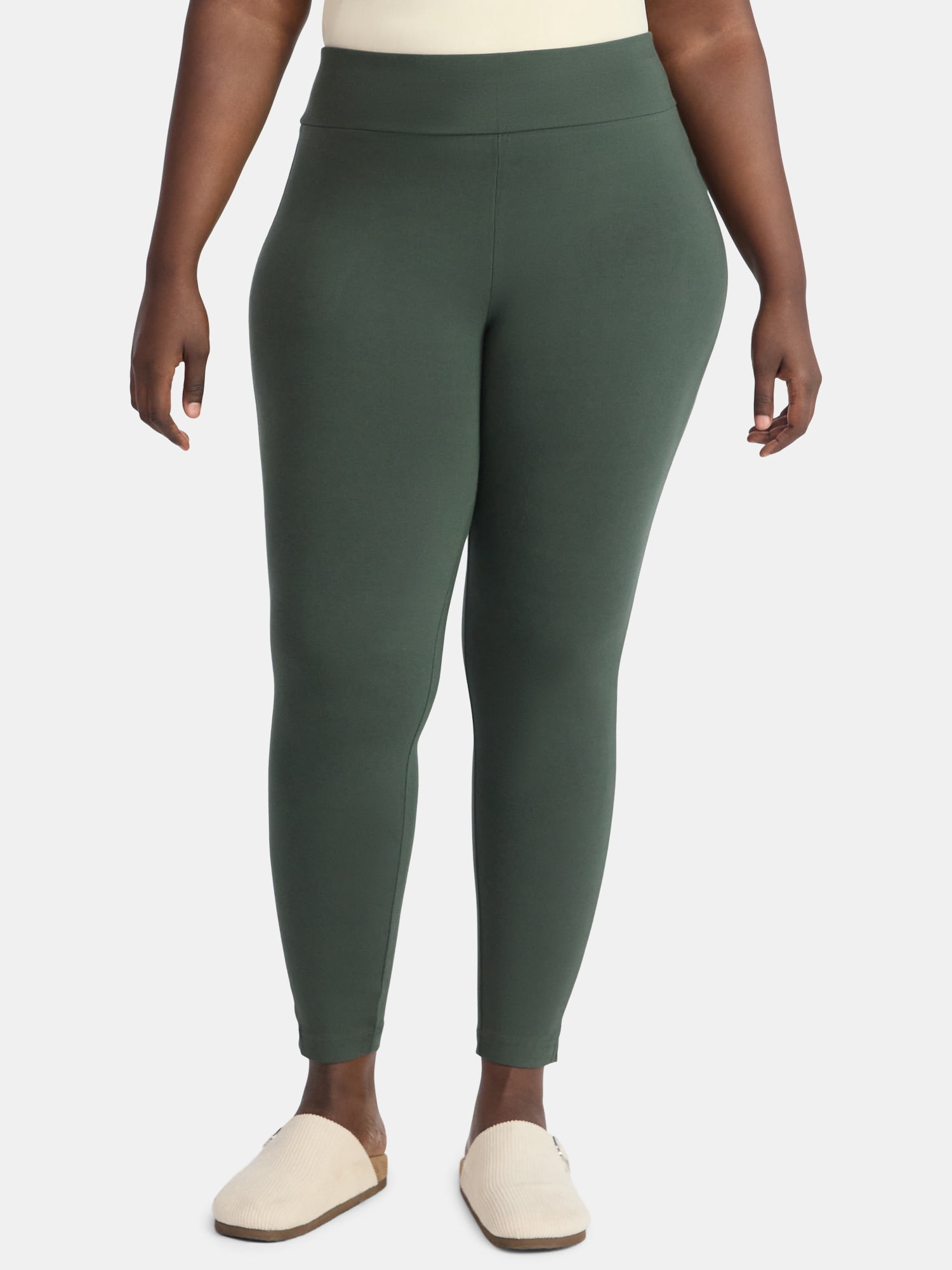 (2 pack) Terra & Sky Women's Plus High Waist Ankle Length Leggings, 27" Inseam, Sizes 0X-5X